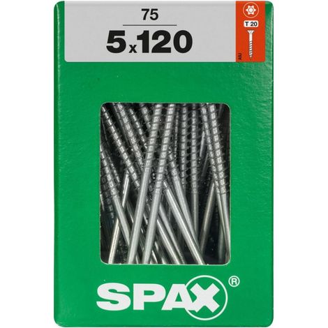 SPAX Universalschraube, 5 x 120 mm, 75 Stück, Teilgewinde, Senkkopf, T-STAR plus T20, 4CUT, WIROX - 4191010501206