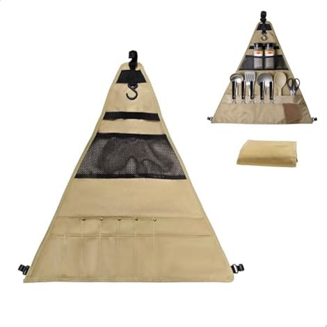 Étui à couteaux de cuisine 55 x 59 cm, étui à couteaux robuste en tissu Oxford, sac à couteaux multifonctionnel avec 7 poches et crochets pour les voyages, le camping et la randonnée. (1/5)