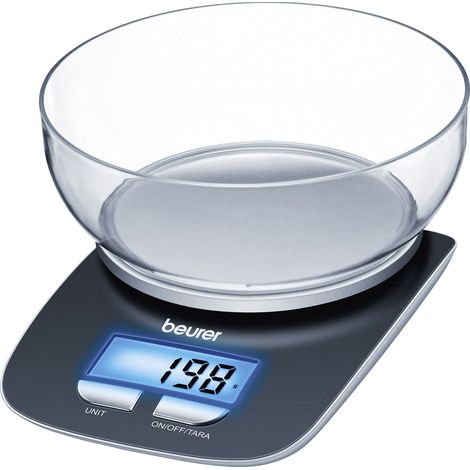 Beurer KS25 Küchenwaage digital mit Messschale Wägebereich (max.)=3 kg Schwarz 220 x 150 x 50