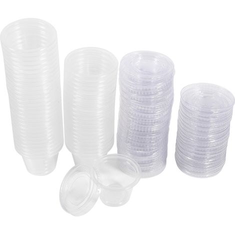 50 Stück Einwegbecher aus transparentem Kunststoff für Soßen mit Deckel, Lebensmittelbehälter für Take-away (60 ml) (1/3)