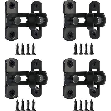 pezzi Serratura per porta scorrevole da 90 gradi, 3" Serratura per porta scorrevole, Serratura per porta in acciaio inossidabile, Piccoli bulloni per porta a doppia faccia - Nero (1/5)