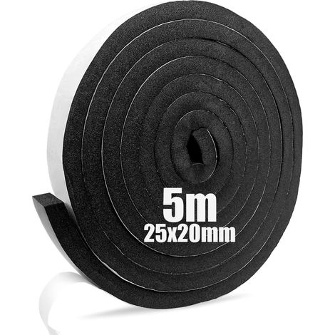 Joint Isolation pour Porte Fenêtre 2.5cm X 2cm X 5m Joint mousse Adhésif, Isolation Phonique Bande d'Étanchéité pour Porte Fenêtre Anti-Collision Noir (1/5)