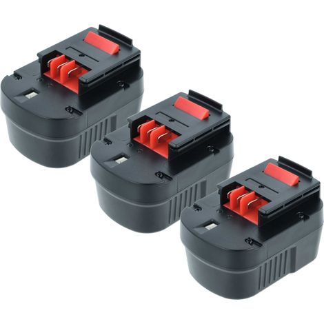 vhbw 3x Akku kompatibel mit Black & Decker XD1200, XD1200K, SX3500, SX5000, SX3000, SS12, SS12CR, PS12HAK Werkzeug (2000 mAh, NiMH, 12 V)