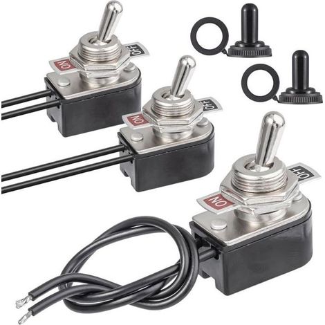 2 pezzi Interruttore a levetta 2 posizioni 6A 125V 3A 250V Interruttore a levetta 12V 10A ON OFF SPST con cappuccio impermeabile per (1/5)