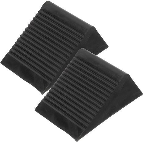 Set mit 2 robusten Radkeilen für Autoreifen, rutschfest und schützend. – 12 x 10 cm – Schwarz (1/4)