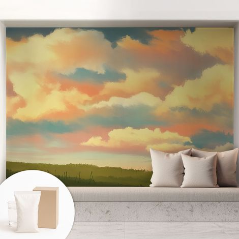 Papier peint intissé décoratif avec colle pour salon chambre et bureau Installation rapide Ciel et nuages 208x146 cm (1/5)