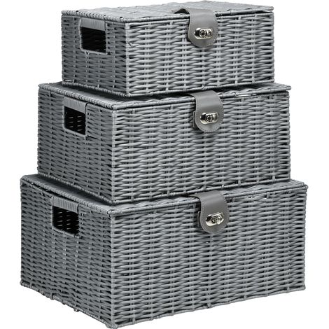 Set aus 3 Aufbewahrungsboxen mit Deckel und Clips 18 l 12 l 7 l, grau (1/5)