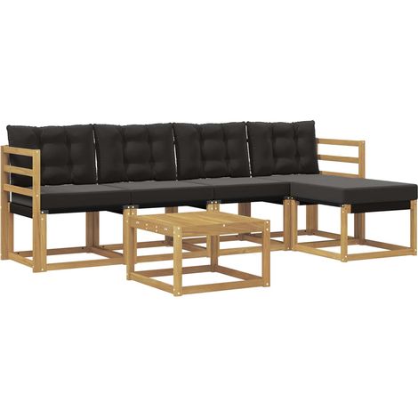 Outdoor Sofa Set with Cushion 6 pcs White and Black vidaXL (1/5)