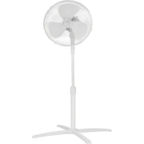 Ventilateur sur pied de 40 cm (16 pouces) avec 3 pales, 3 vitesses, hauteur réglable, oscillant, blanc, pour la maison et les entreprises