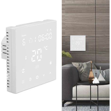 Intelligenter Thermostat mit Touchscreen, WLAN, Timer, Steuerung per Mobiltelefon, Digitalanzeige, 90–240 V (1/5)