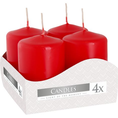 Set de Bougies Piliers 40x60mm (4 pièces) - Rouge- Vendu par 1 (1/4)