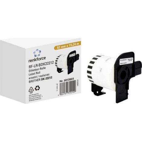 Online Store Rouleau d'étiquettes compatible remplace Brother DK-22212 62 mm x 15.24 m papier blanc 15.24 m fixation perma (1/2)