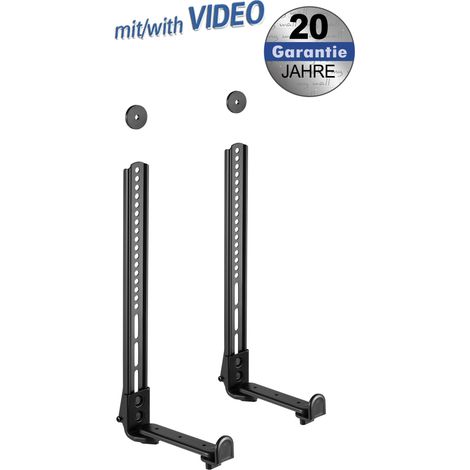 Universelle Soundbar-Halterung mit rutschfestem Fußhalter kompatibel mit Soundbars von 4 bis 18 cm Tiefe, die Soundbar kann unter oder über dem Fernseher montiert werden, weiß