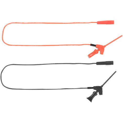 Lot de 2 cordons de test avec fiches bananes noires et rouges, pinces et crochets de 2 mm P1511B