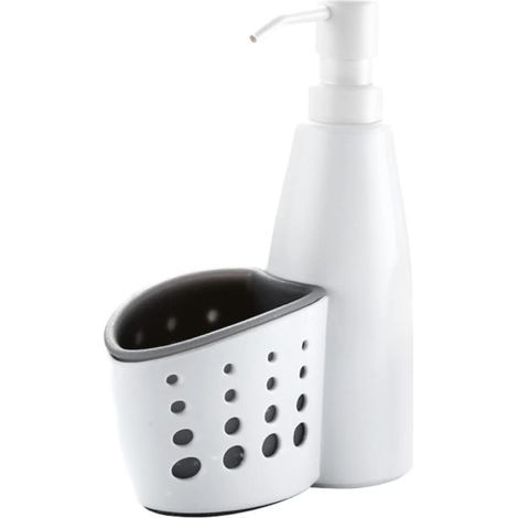 Doppelfunktion-Seifenspender mit Pumpe – Kunststoff – 400 ml – Weiß/Grau – Für Küche und Bad (1/5)