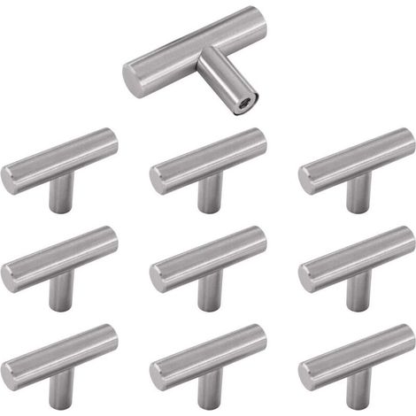 Furniture Knobs, 10pcs Silver Stainless Steel Cabinet Door Handles, Vintage Kitchen Cabinet Handles with Screws for Drawer, Cupboard (1/5)