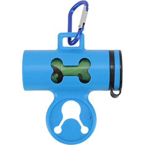 Distributeur de sacs à déjections canines avec mousqueton métallique et 1 rouleau de sacs inclus. Bac à déjections bleu foncé et 1 rouleau de sacs inclus. (1/5)