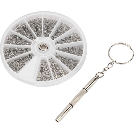 Kit d'assortiment de vis et écrous 600 pièces pour lunettes de montre, petit kit de réparation de vis et écrous avec tournevis M1, M1.2, M1.4, M1.6 (1/5)