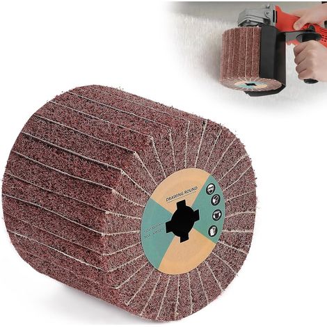 Rodillo abrasivo para lijadora de 19x120x100 mm, disco de pulido de fibra sintética de grano 80 con papel abrasivo, rodillos con acabado satinado para la renovación de superficies de madera y metal. (1/5)