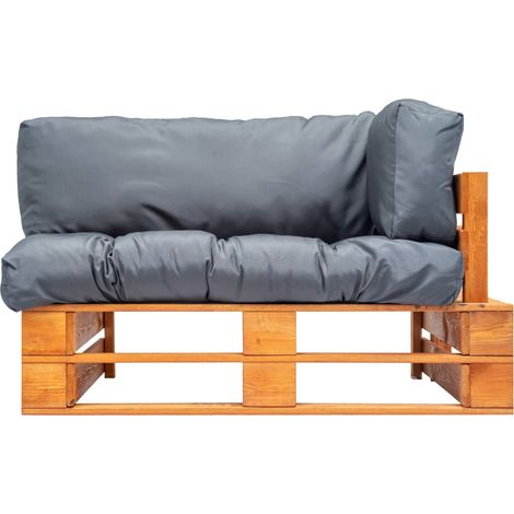 Maison Exclusive - Garten-Palettensofa mit Grauen Kissen Kiefernh (1/5)