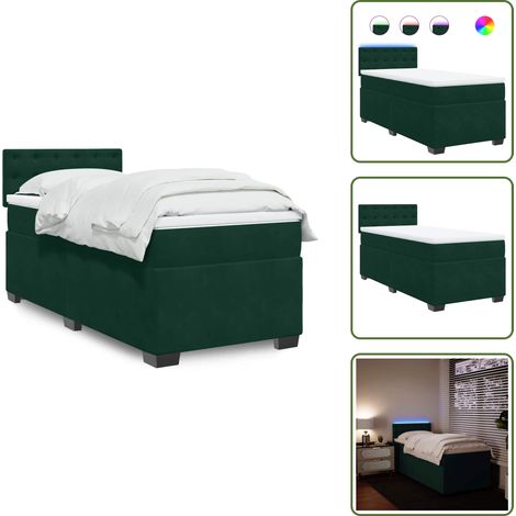 Letto a molle - vidaXL Giroletto a Molle con Materasso Verde Scuro 90x200 cm Velluto - Letto con testiera