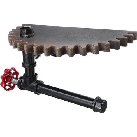 Porte-Rouleaux WC - Support Papier Toilette Industriel En Bois Et Fer - Diamètre 25 Cm Hauteur 16 Cm - Pour Salle De Bain - 1 Pièce (1/4)