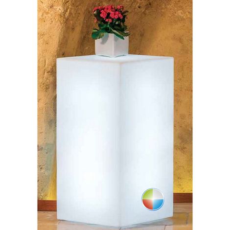 Lanterna d’arredo luminosa moderna di design 40x40 H80 in polimero LED multicolor resistente per interno ed esterno - Made in Italy - Monacis (1/2)