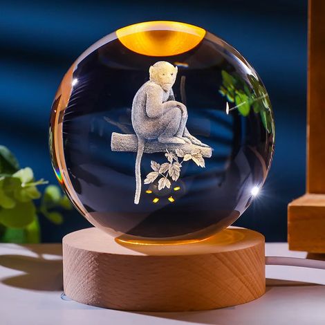 Veilleuse boule de cristal (lumière froide), lampe sculptée en 3D, décoration intérieure (1/2)