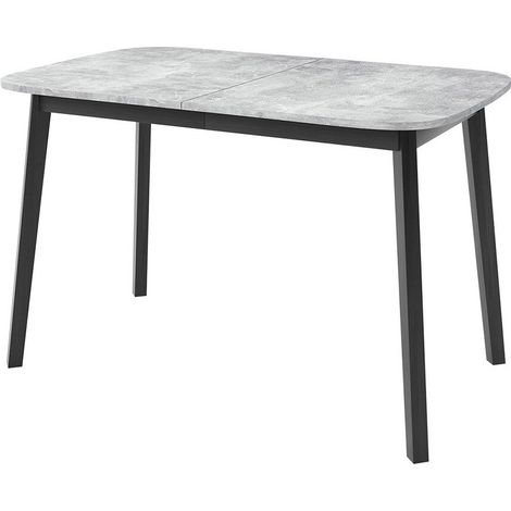 Mesa Edmond 110, Mármol gris + Negro, 77x80x130cm, Alargamiento, Aglomerado laminado, Madera