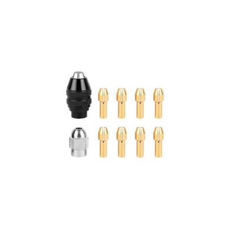 Mandrino di ricambio da 1/32" a 1/8" 4486 - Mandrino a sgancio rapido - Kit con 8 dadi girevoli in ottone a cambio rapido - Mandrino per trapani elettrici abrasivi - Crezuo