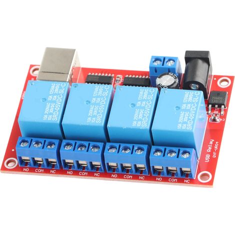 4-Kanal-Relaismodul, USB-Anschluss, DC-Relaisplatine, Computersteuerung (SPS), 3 Betriebsmodi, 5 V (1/5)