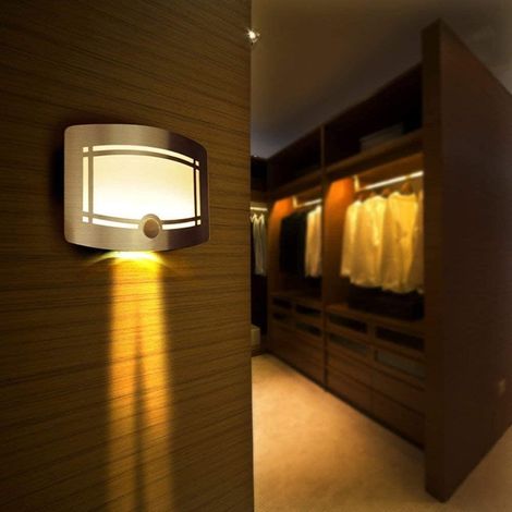 Applique Murale à 10 LED à Capteur de Mouvement Activé à Piles pour Balcon Gardon Escalier Allée Couloir Allée - Blanc Chaud