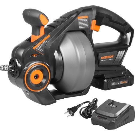 18V Furet Déboucheur Canalisation Avec 7,6m Acier à ressort Arbre Télescopique pour 19-51mm Tuyaux, Tarière de Vidange sans Fil pour Toilettes, Cuisine, Salle de Bains (Batterie Incluse) (1/5)