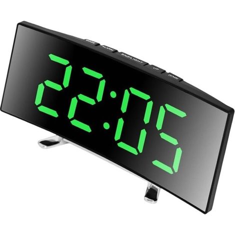 Sveglia digitale a LED curva,alimentata tramite USB e a batteria,con indicazione della temperatura,design moderno e silenzioso,verde (1/5)