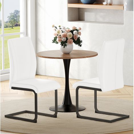 Esszimmerstuhl aus Kunstleder mit Metallgestell Weiß OKMYHOME (1/5)