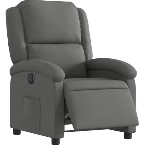 Poltrona relax porta TV con comodissima funzione reclinabile elettrica in tessuto grigio scuro DEC028338