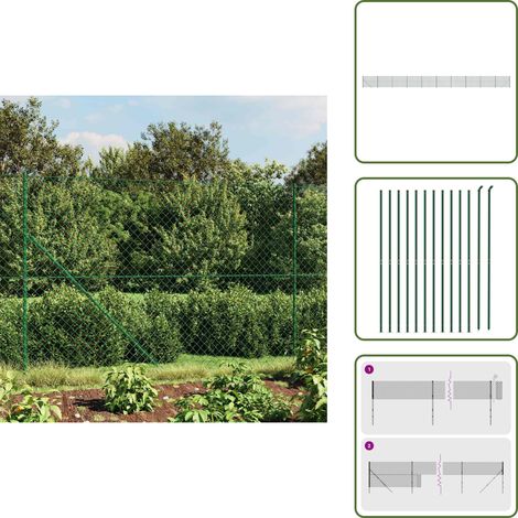 Clôture à mailles losangées avec bride vert 1,8x25 m - Clôture - Clôture Grillagée - Clôture Cyclique - Clôture Jardin - Clôture Verte