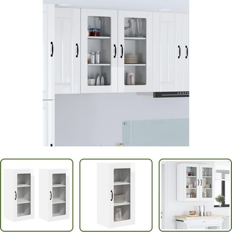 vidaXL Küchenorganisation - Küchenschrank 2 pcs Hochglanz Weiß 40 x 31 x 80 cm (1/5)