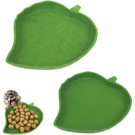 2 Pièces Bol d'eau de Nourriture pour Reptiles Abreuvoir Tortue Plat de Reptile, Pour Maison De Tortue, Bol D'Eau Pour (Vert) (1/4)