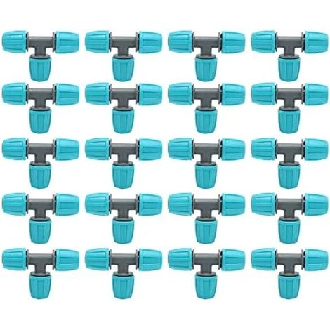 Lot de 20 raccords en T à barbes, raccords de tuyau à barbes de 16 mm, connecteurs pour irrigation goutte à goutte, adaptateur 3 voies pour eau (1/5)