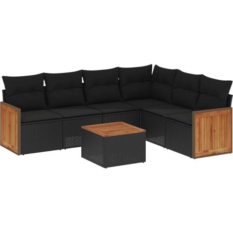 vidaXL Set Divani da Giardino con Cuscini 7pz Nero Polyrattan (1/5)