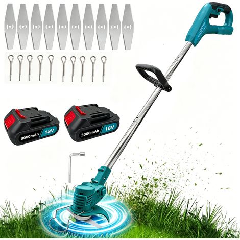 Teetok – Coupe-bordure à batterie avec 2 batteries 3.0Ah – Chargeur rapide inclus – Moteur 800W – Longueur réglable 90-120 cm – Pour espaces difficiles d'accès