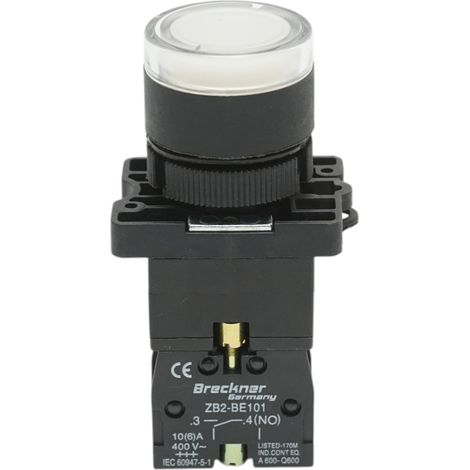 Pulsante indicatore LED bianco con resistenza integrata 1NO, 220V, LAY5 Breckner Germany (1/5)