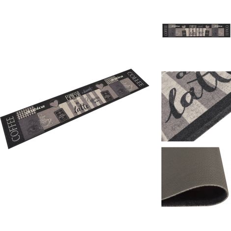 Fußmatten - Living Küchenteppich Waschbar Coffee Schwarz 60x300 cm Samt (1/5)