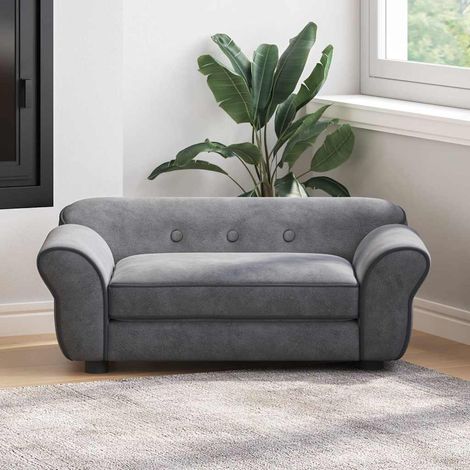 vidaXL Divano per Cani Grigio Scuro 72x45x30 cm in Peluche