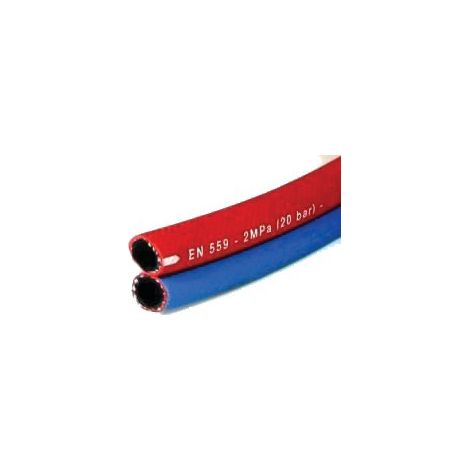 Tuyau de gaz en caoutchouc jumelé diamètre 10x16mm pour oxygène acetylène, longueur 25m, 20 bars WELDLINE W000010054