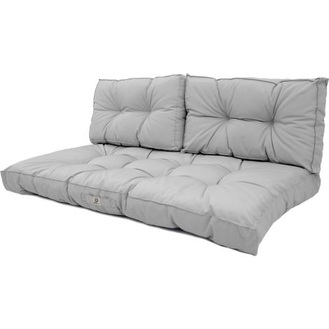 Ensemble Coussins Capitonné Banquette 120x60 Gris Galet - Épais 15cm (1 Assise + 2 Dossiers)