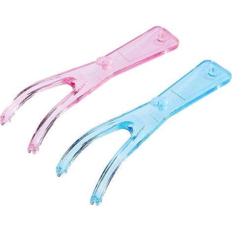 Porte-fils dentaires réutilisables Slim Grip, rose et bleu (lot de 2) (1/5)