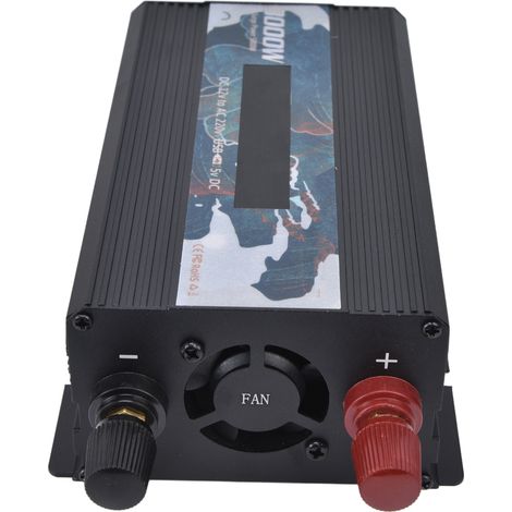 Convertisseur de puissance intelligent 300W avec écran (12V CC vers 220V CA) couleur noire (1/5)