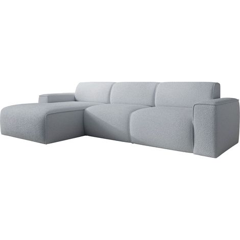 Selsey Bouvi – Ecksofa, Ottomane links, hellgrau, Bouclé (1/5)